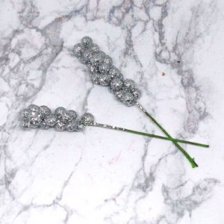 Glitteres aprógolyós betűző - 4 cm - 2 db/csomag - ezüst