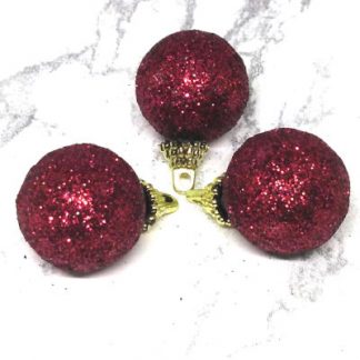 3 cm-es glitteres gömbök - 6 db/csomag - bordó