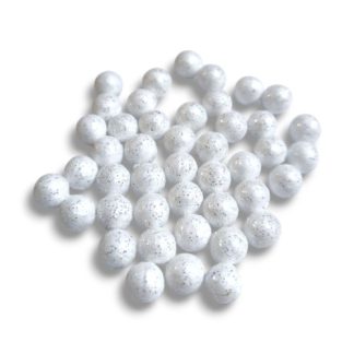 Csillámos hungarocell golyók - 1 cm - 40 db - fehér