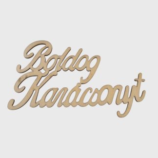 Fa felirat - Boldog karácsonyt - 15 cm - natúr 2.